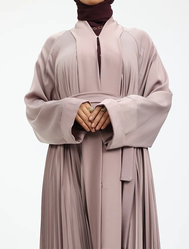 Rose Pink Pleated Silhouette Abaya